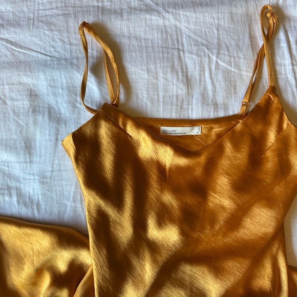 [Brand New] OAK + FORT Midi Slip Dress - Gold/Pumpkin - Small - Picture 4 of 4